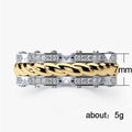 Two Tone Silver Plated Copper Zircon Ring European Fashion Unisex Engagement Hand Jewelry view 5