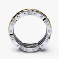 Two Tone Silver Plated Copper Zircon Ring European Fashion Unisex Engagement Hand Jewelry view 4