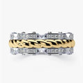 Two Tone Silver Plated Copper Zircon Ring European Fashion Unisex Engagement Hand Jewelry view 3
