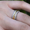 Two Tone Silver Plated Copper Zircon Ring European Fashion Unisex Engagement Hand Jewelry view 2