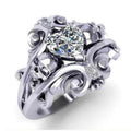 Punk Skull Head Ring With Heart Shaped Zircon, Personalized Fashion Jewelry view 1