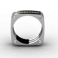 Punk Creative Two Tone Copper Ring With Paved Zircon Stones Hip Hop Fashion Men's Jewelry view 4