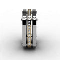 Punk Creative Two Tone Copper Ring With Paved Zircon Stones Hip Hop Fashion Men's Jewelry view 3