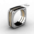 Punk Creative Two Tone Copper Ring With Paved Zircon Stones Hip Hop Fashion Men's Jewelry view 5