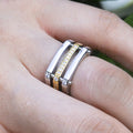 Punk Creative Two Tone Copper Ring With Paved Zircon Stones Hip Hop Fashion Men's Jewelry view 2
