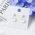 Elegant Korean White Shell Petal Crystal Drop Pearl Studs, Alloy Fashion Jewelry Earrings view 1