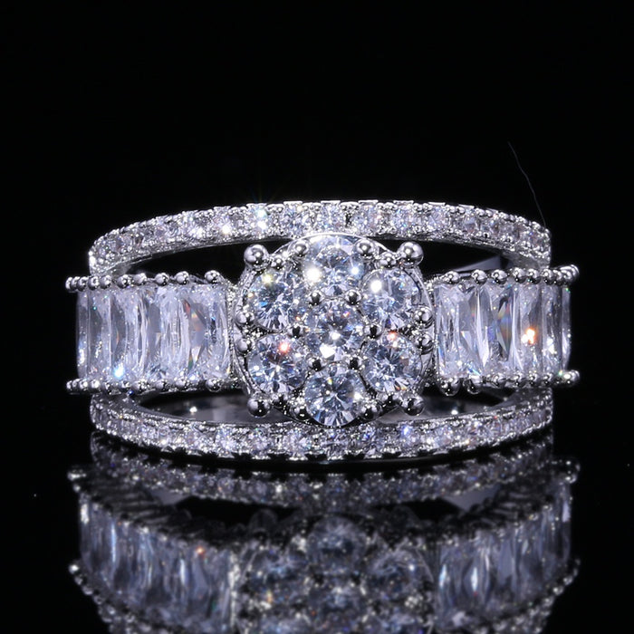 European Micro Pave Zircon Engagement Ring For Women, Fashion Finger Jewelry