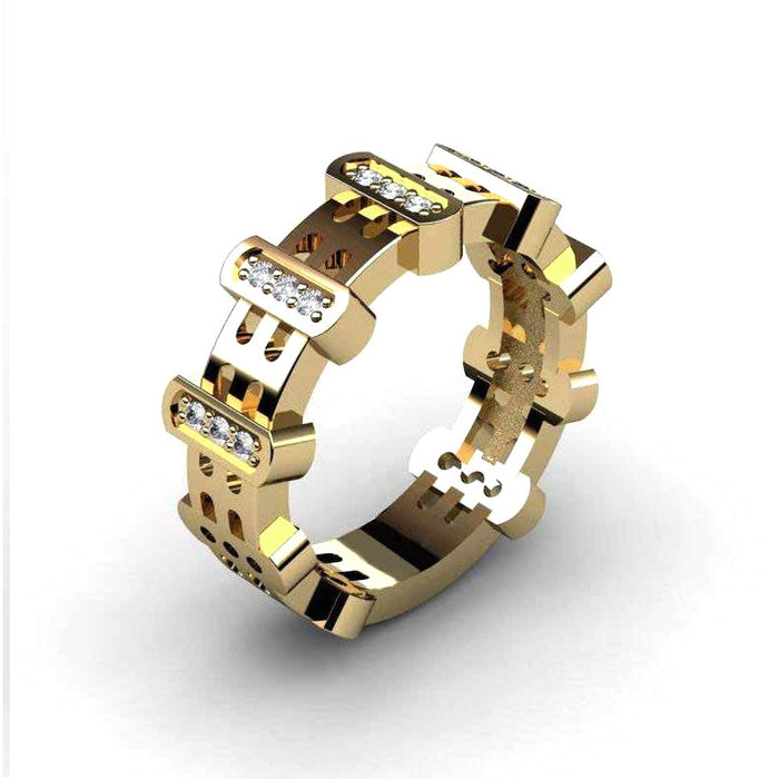 KC Gold Plated Copper Engagement Ring, Creative Personalized Couple Finger Ring Jewelry