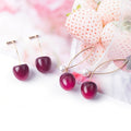 Cute Red Gradient Cherry Drop Earrings With Faux Pearl Alloy Hooks For Women Summer Earrings view 2