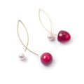 Cute Red Gradient Cherry Drop Earrings With Faux Pearl Alloy Hooks For Women Summer Earrings view 4
