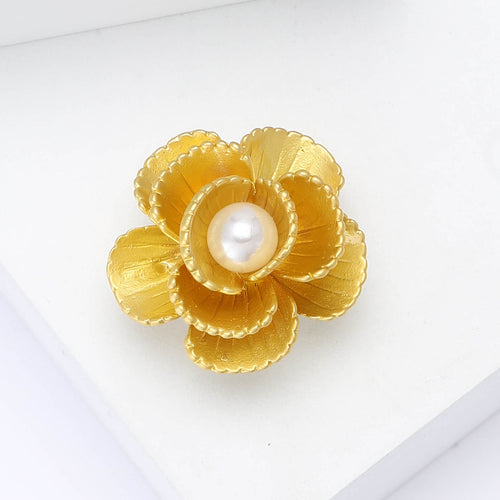 Matte Plated Alloy Flower Brooch Pin For Women Suit Sweater Decoration