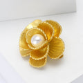 Matte Plated Alloy Flower Brooch Pin For Women Suit Sweater Decoration view 3