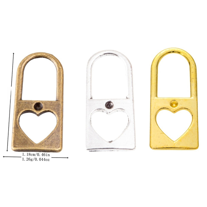 DIY Vintage Alloy Jewelry Findings Heart Lock Charm Pendant For Bracelets Necklaces