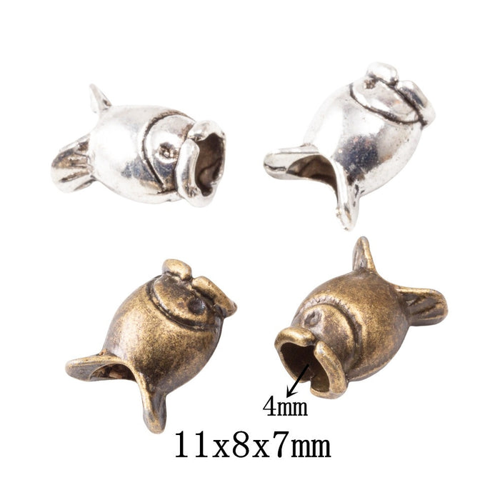 DIY Vintage Alloy Fish Large Hole Bead Bracelet Accessory For Handmade Jewelry