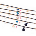 Korean Double Layer Braided Chain Star Moon Tassel Bracelet Anklet Two Way Fashion Jewelry view 3