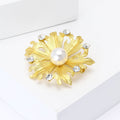 Alloy Rhinestone Matte Flower Brooch Pin For Sweaters And Suits view 3