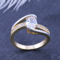 Two Tone Plated Oval Zircon Engagement Ring, European Style Women's Fashion Jewelry view 3