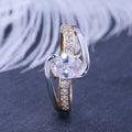 Two Tone Plated Oval Zircon Engagement Ring, European Style Women's Fashion Jewelry view 4