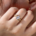 Two Tone Plated Oval Zircon Engagement Ring, European Style Women's Fashion Jewelry view 2