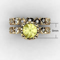 Gold Plated Copper Two Piece Heart Shape Full Eternity Zircon Ring Set For Women view 5