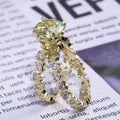 Gold Plated Copper Two Piece Heart Shape Full Eternity Zircon Ring Set For Women view 3