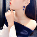 Elegant Long Tassel Star Rhinestone Drop Earrings With Sterling Silver Needle, European And American Style view 4
