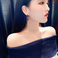 Elegant Long Tassel Star Rhinestone Drop Earrings With Sterling Silver Needle, European And American Style view 2