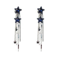 Elegant Long Tassel Star Rhinestone Drop Earrings With Sterling Silver Needle, European And American Style view 5