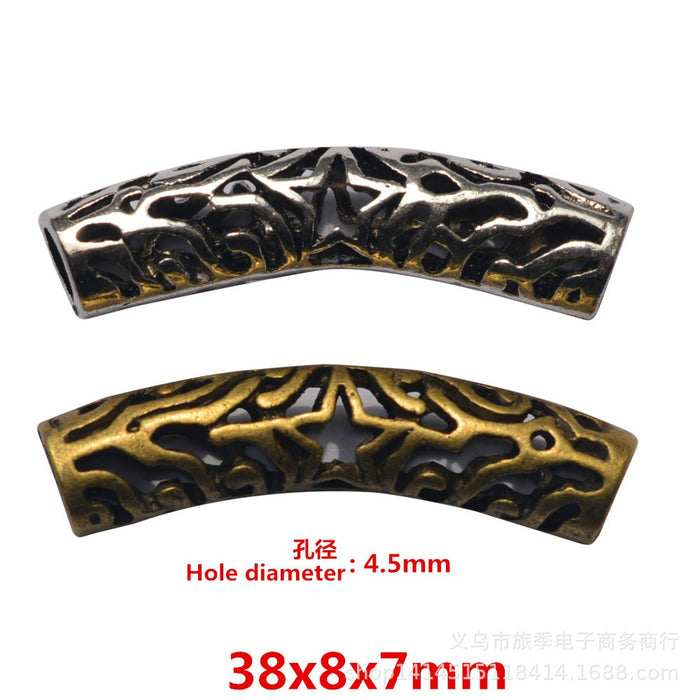 Vintage Alloy Hollow Long Tube Large Hole Beads For DIY Bracelet Jewelry Accessories Making