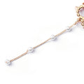 Elegant Gold Alloy Asymmetric Long Heart Rhinestone Pearl Tassel Clip On Drop Earrings view 4