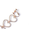 Elegant Gold Alloy Asymmetric Long Heart Rhinestone Pearl Tassel Clip On Drop Earrings view 3