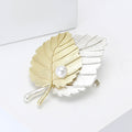 Alloy Matte Two Tone Leaf Brooch Creative Women Lapel Pin view 2