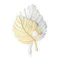 Alloy Matte Two Tone Leaf Brooch Creative Women Lapel Pin view 5