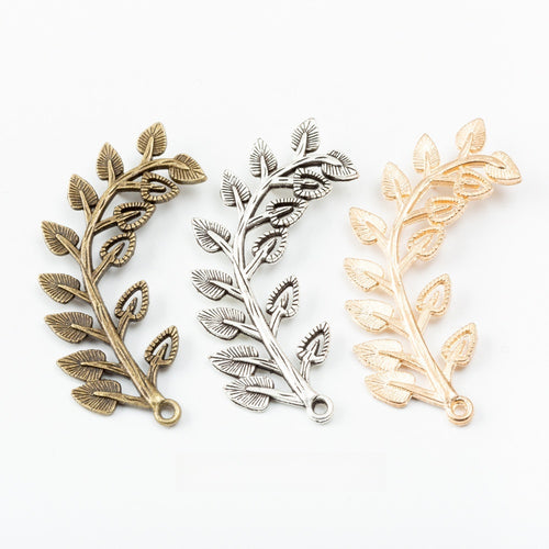 Zinc Alloy Leaf Charm Pendant No.422791 for DIY Necklace Bracelet Jewelry Making