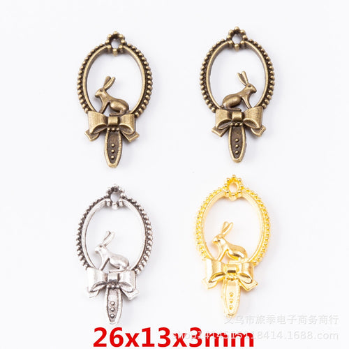 Zinc Alloy Rabbit Charm Pendant No.445155 for DIY Necklace Bracelet Jewelry Making