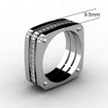 White K Gold Plated Copper Micro Pave Zircon Ring, Men's Business Banquet Hand Jewelry view 5