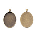 30x40mm Zinc Alloy Oval Cabochon Setting Charm Pendant for DIY Necklace Bracelet Jewelry Making view 2