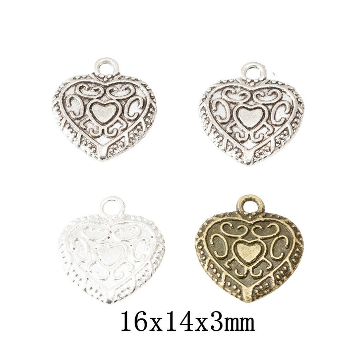 Zinc Alloy Heart Charm Pendant No.354151 for DIY Necklace Bracelet Jewelry Making