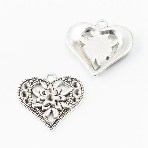 Zinc Alloy Heart Flower Charm Pendant No.545648 for DIY Necklace Bracelet Jewelry Making