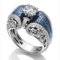 European Style Hollow Filigree Vine Enamel Ring For Women, Anniversary Celebration Hand Jewelry view 4