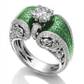 European Style Hollow Filigree Vine Enamel Ring For Women, Anniversary Celebration Hand Jewelry view 8