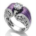 European Style Hollow Filigree Vine Enamel Ring For Women, Anniversary Celebration Hand Jewelry view 7