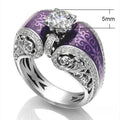 European Style Hollow Filigree Vine Enamel Ring For Women, Anniversary Celebration Hand Jewelry view 5