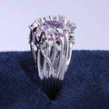 Pink Crystal Zircon Inlaid Branch Shape Ring For Women, Bold Creative Jewelry view 4