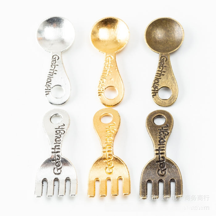 Zinc Alloy Fork And Spoon Charm Pendant for DIY Necklace Bracelet Jewelry Making