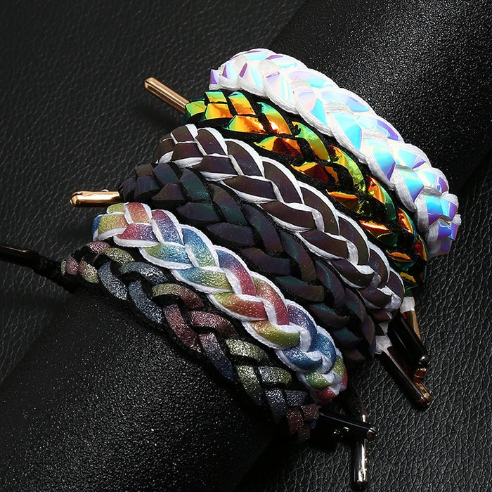 Starry Laser Iridescent Shoelace Bracelet Woven Couple Student Fashion Wristband