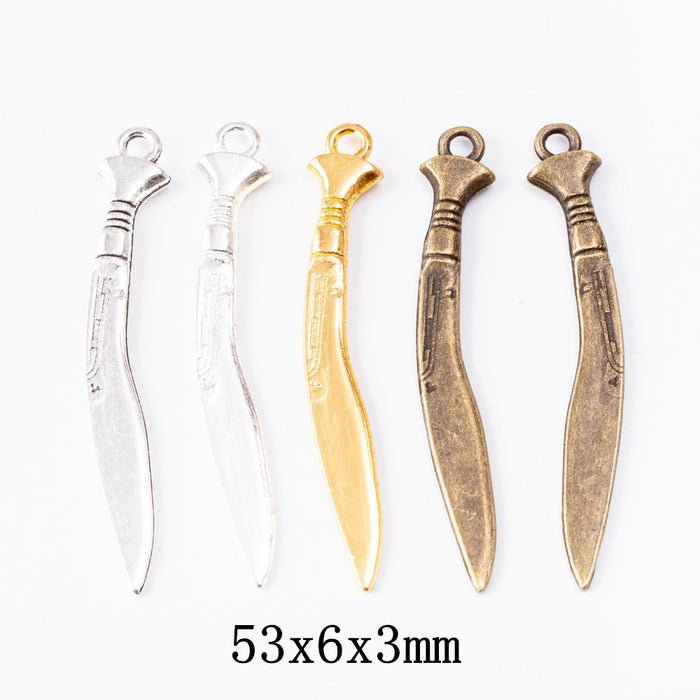 Zinc Alloy Knife Charm Pendant No.227385 for DIY Necklace Bracelet Jewelry Making