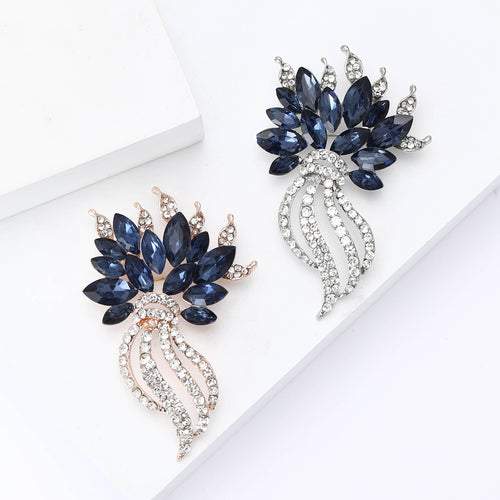 Alloy Rhinestone Flower Brooch For Women Suits And Dresses