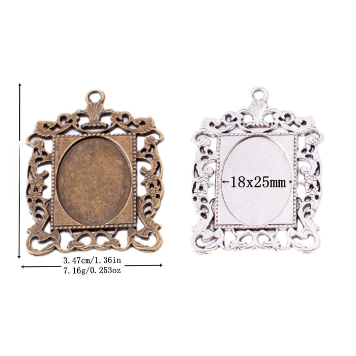 18x25mm Zinc Alloy Oval Setting Charm Pendant No.970450 for DIY Necklace Bracelet Jewelry Making