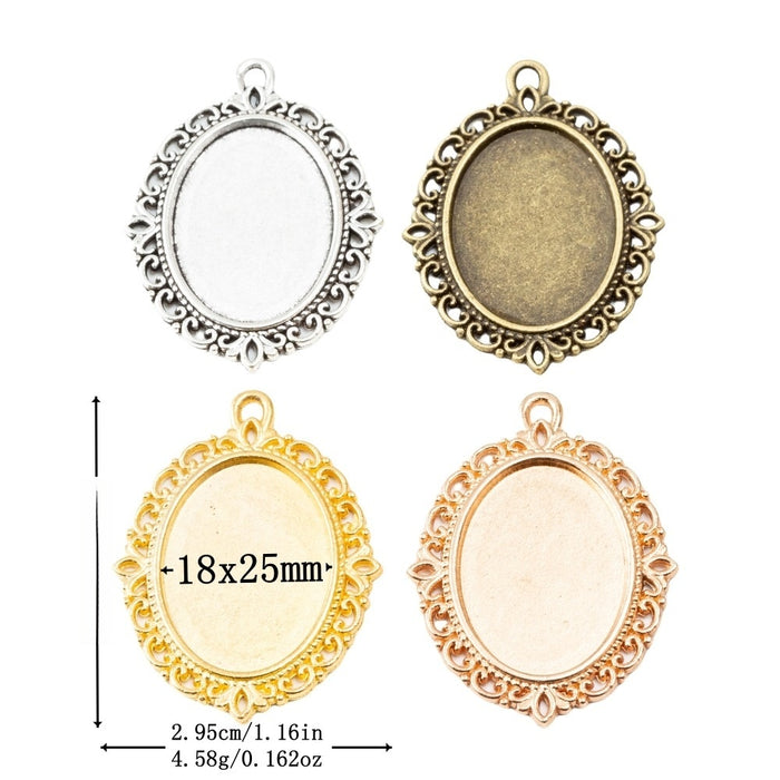 18x25mm Zinc Alloy Oval Setting Charm Pendant No.838226 for DIY Necklace Bracelet Jewelry Making